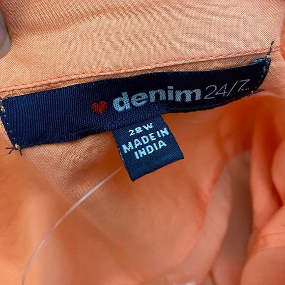 Denim 24/7 NWOT Tropical Ombre' Button Front Versatile Rayon Travel Tunic 28W - Picture 8 of 8